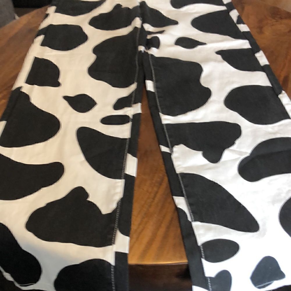 WDIRARA high waist wide leg jeans cow print size small - Picture 7 of 8